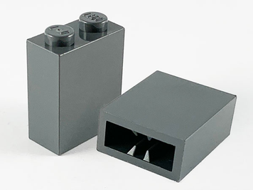 Brick 1 x 2 x 2 with Inside Axle Holder (Dark Bluish Gray): 4210978, 3245b 00439 фото
