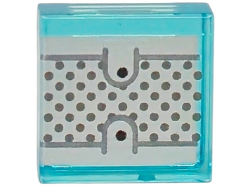 Tile 1 &times; 2 with Black and Dark Bluish Gray Dots and Lines on Silver Background Pattern (Trans-Light Blue): 6585393, 3069pb1456 00348 фото