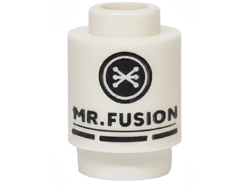 Brick, Round 1 x 1 with Black 'MR. FUSION' Pattern (White): 6585387, 3062pb088 00363 фото