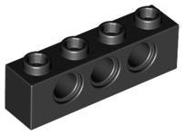 Brick 1 x 4 with Holes (Black): 370126, 3701 00023 фото