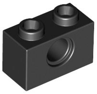 Brick 1 x 2 with Pin Hole (Black): 370026, 3700 00383 фото